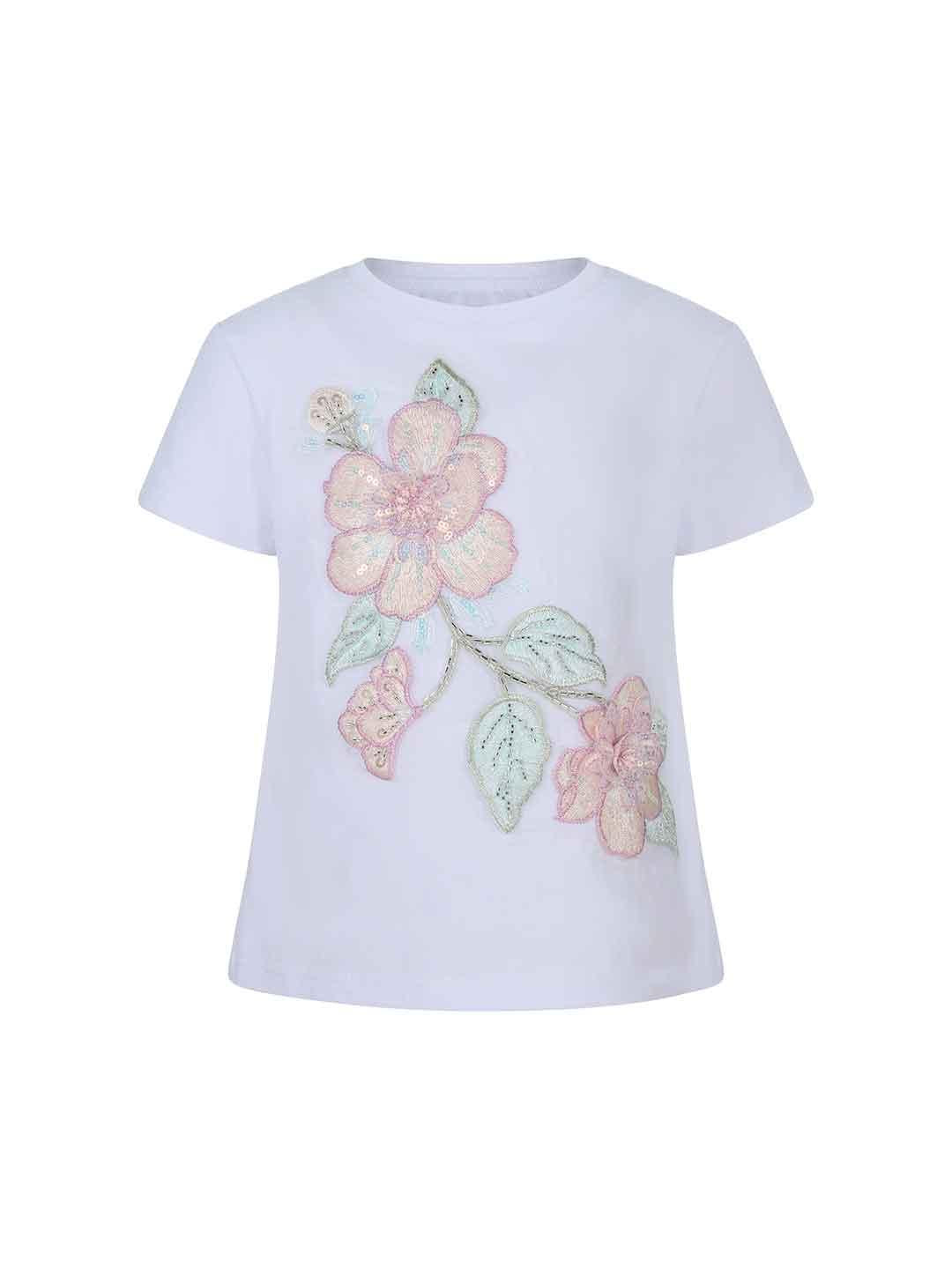 Fun & Fun t-shirt kids bianco con stampa fiore FNCBTS02807 BIANCO FUN & FUN 