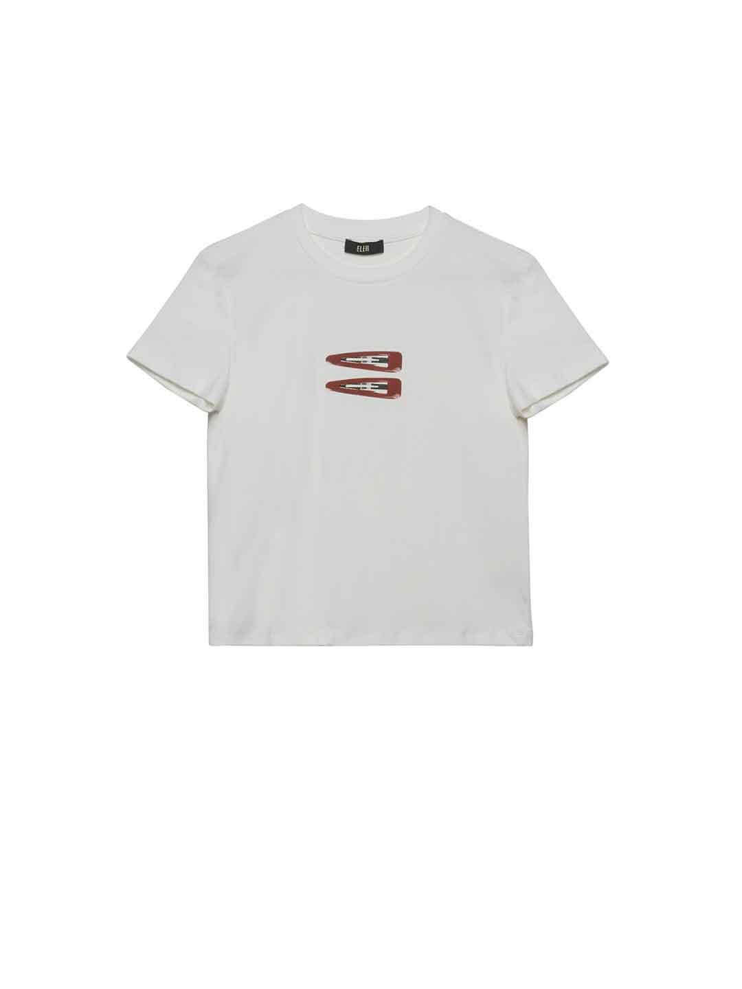 Eleh t-shirt azzurro con stampa mollette SS260376 BIANCO ELEH 