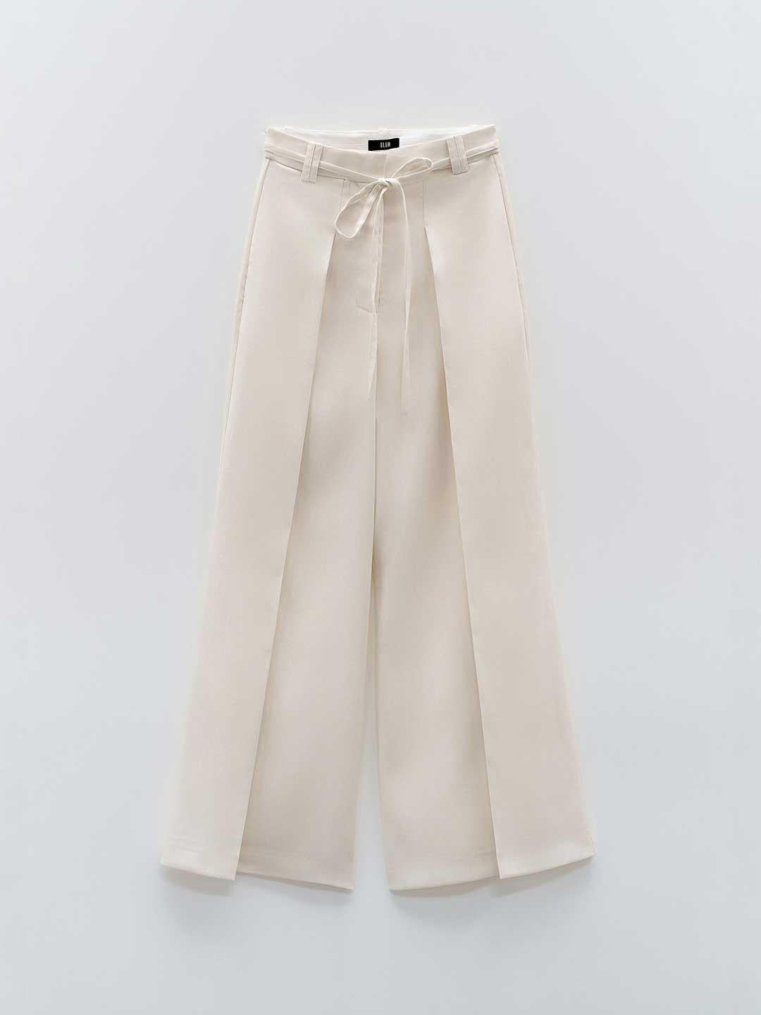 Eleh pantaloni panna con cintura 0055 PANNA ELEH 
