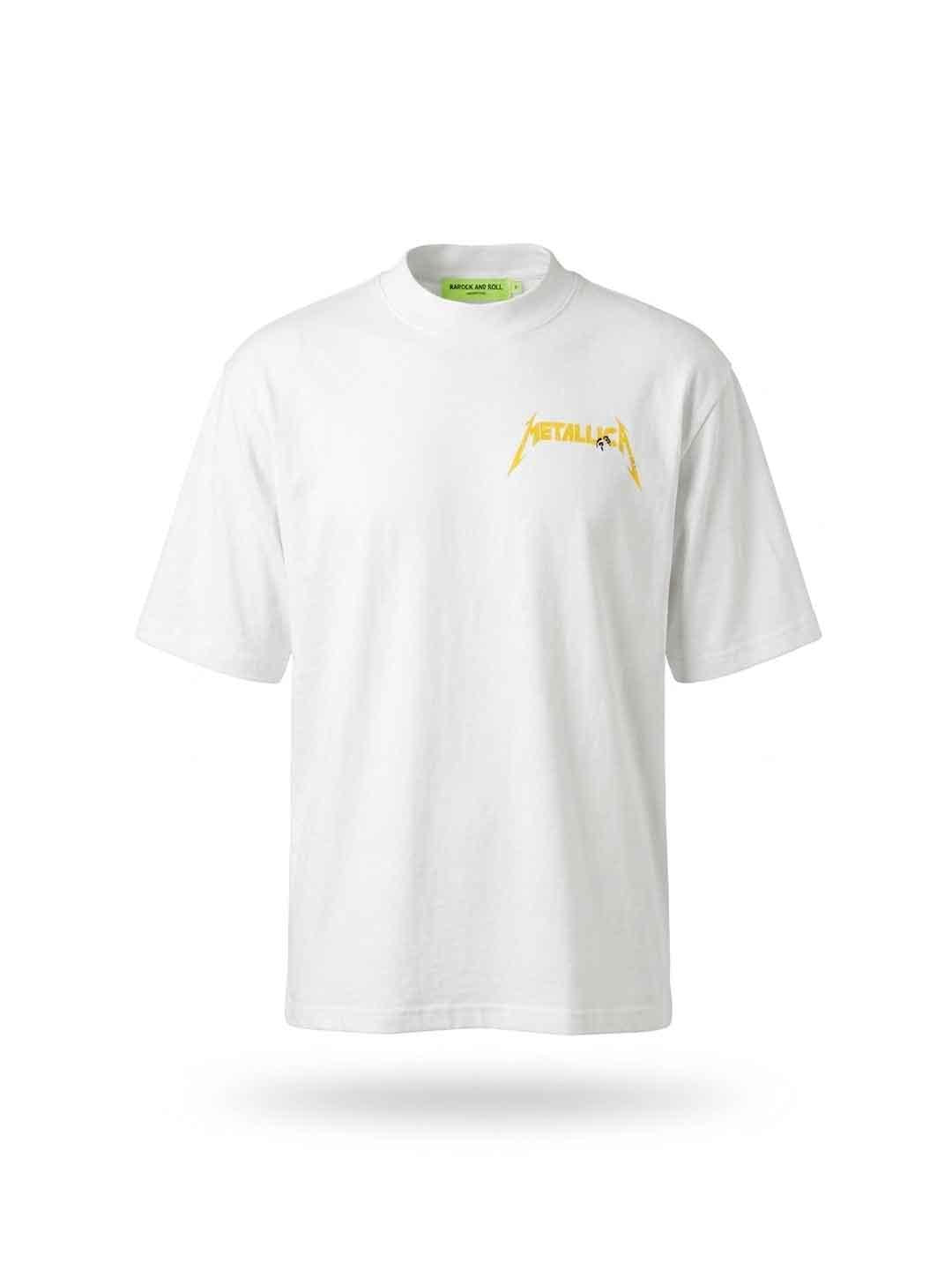 Barock And Roll t-shirt bianco grafica metallica MET . GIALLA STATUA BIANCO BAROCK AND ROLL 