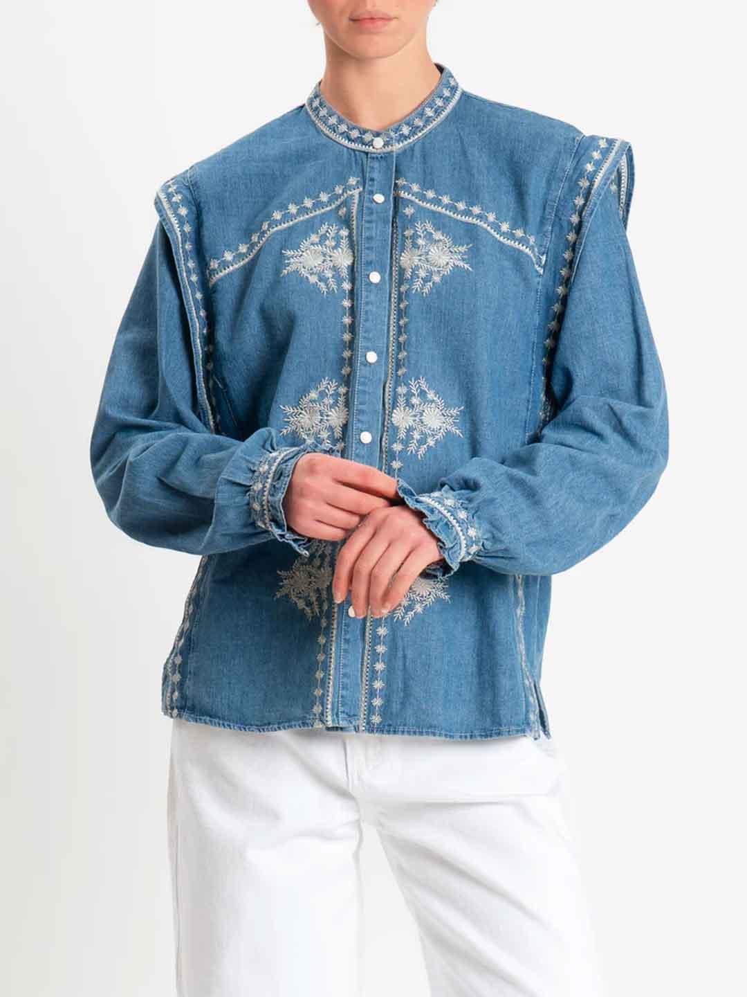 Tensione In camicia in jeans con ricami 38350 JEANS TENSIONE IN 