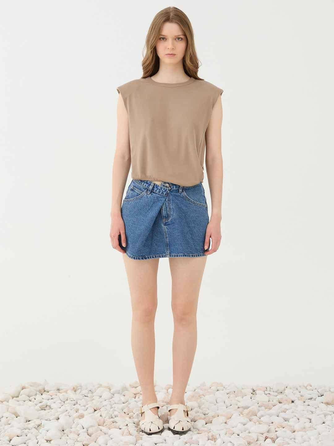 Eleh t-shirt beige con spalline SS260075 BEIGE ELEH 