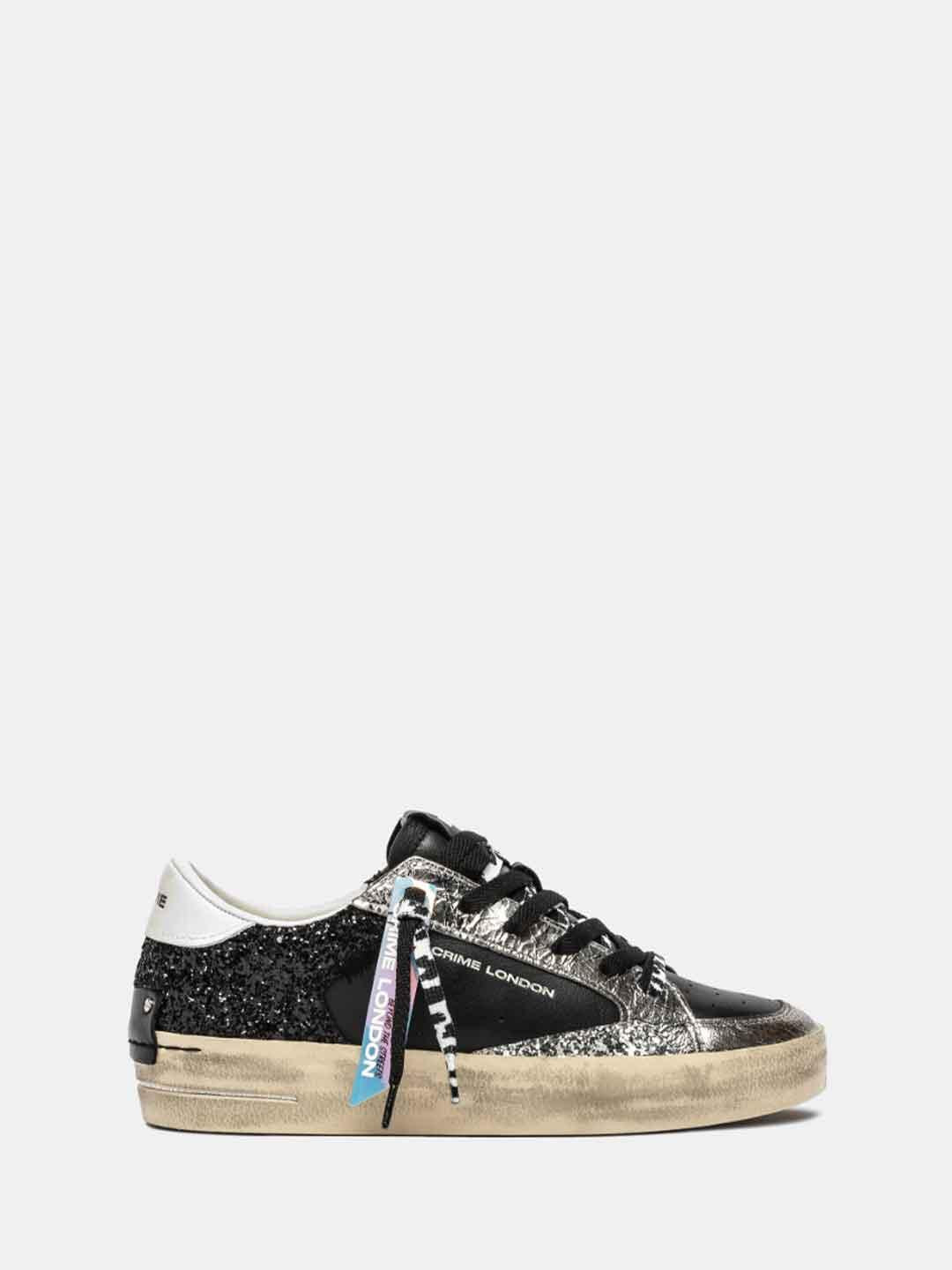Crime SK8 Deluxe sneakers nero con lacci zebrati 25109 NERO CRIME 