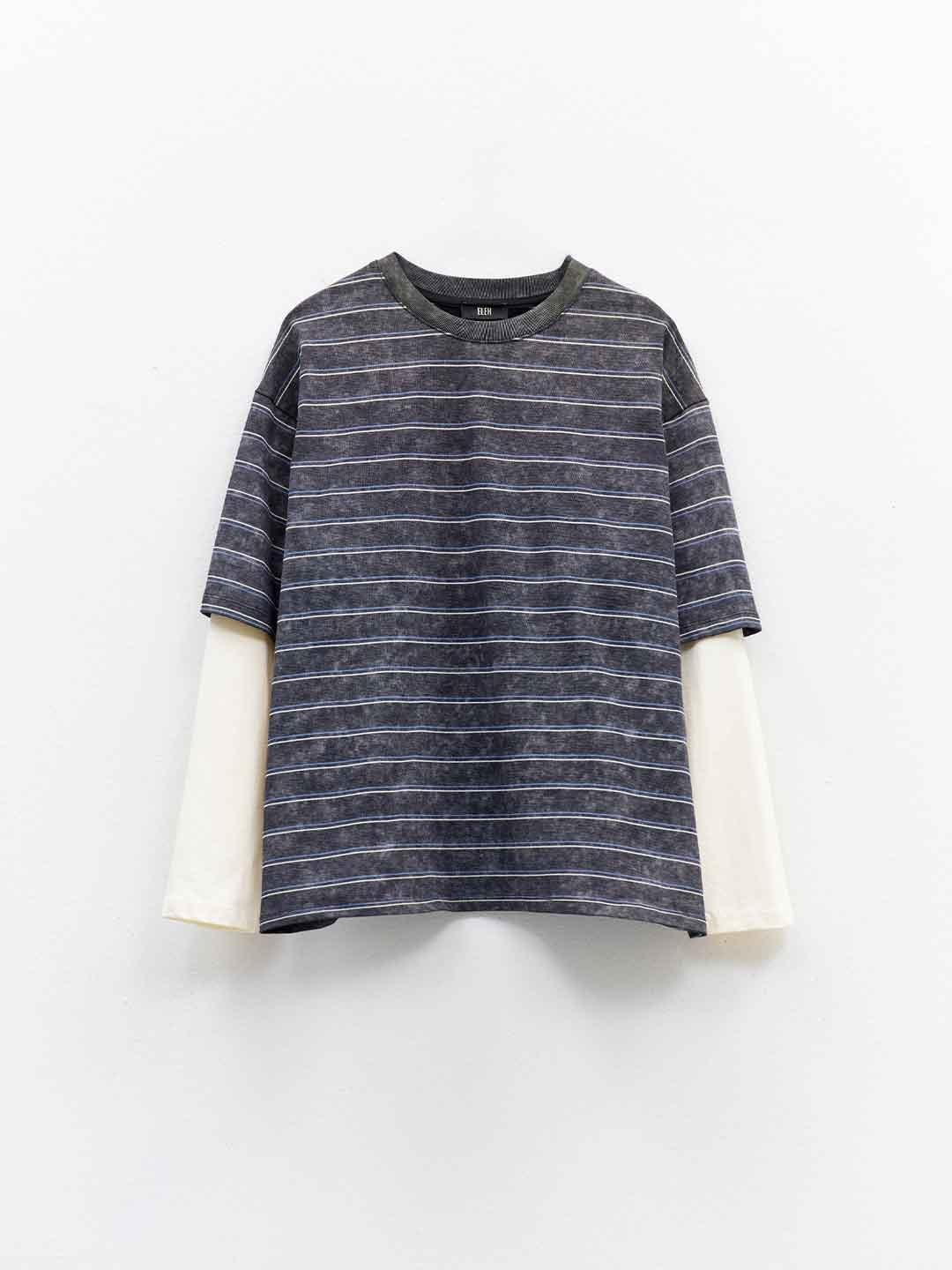 Eleh t-shirt grigio a righe 0351 GRIGIO ELEH 
