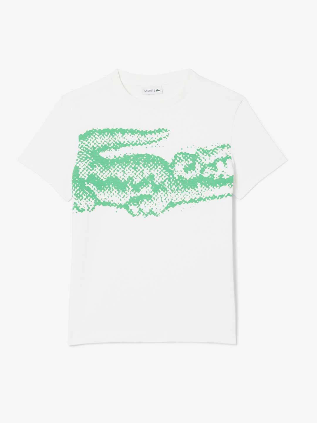Lacoste t-shirt kids bianco con logo verde TJ8460 BIANCO LACOSTE 