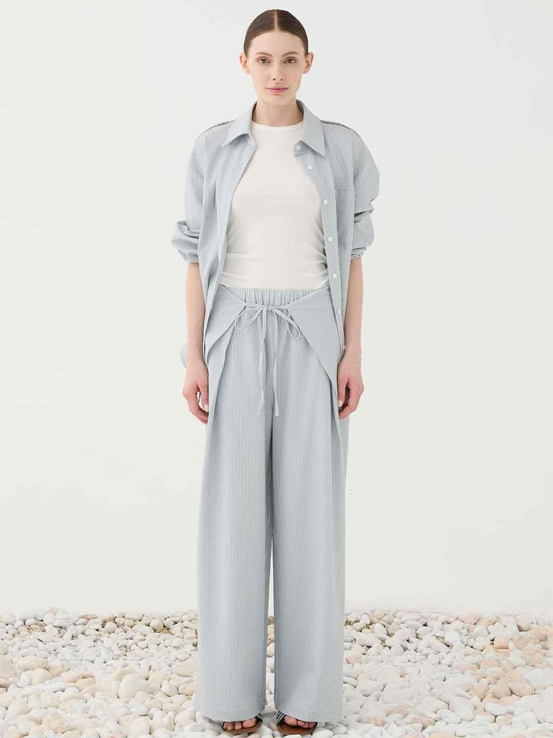 Eleh camicia celeste a righe SS260360 CELESTE ELEH 