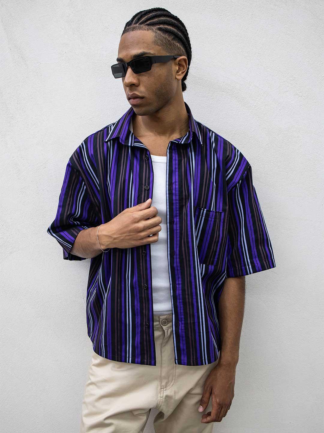 Tokyo camicia nero a righe mezza manica TKN044F NERO TOKYO 