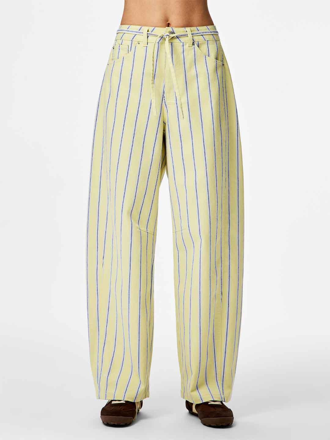 Pieces pantalone giallo a righe 17164141 GIALLO PIECES 