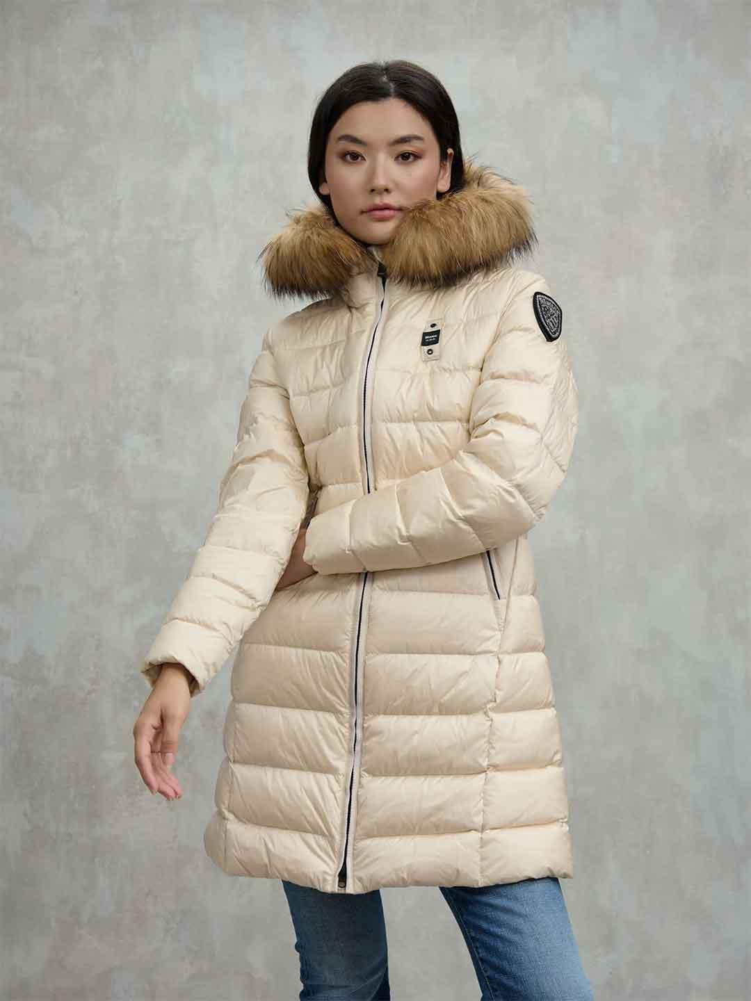 Blauer Kristin piumino panna lungo con pelliccia 25WBLDC3103 PANNA BLAUER 