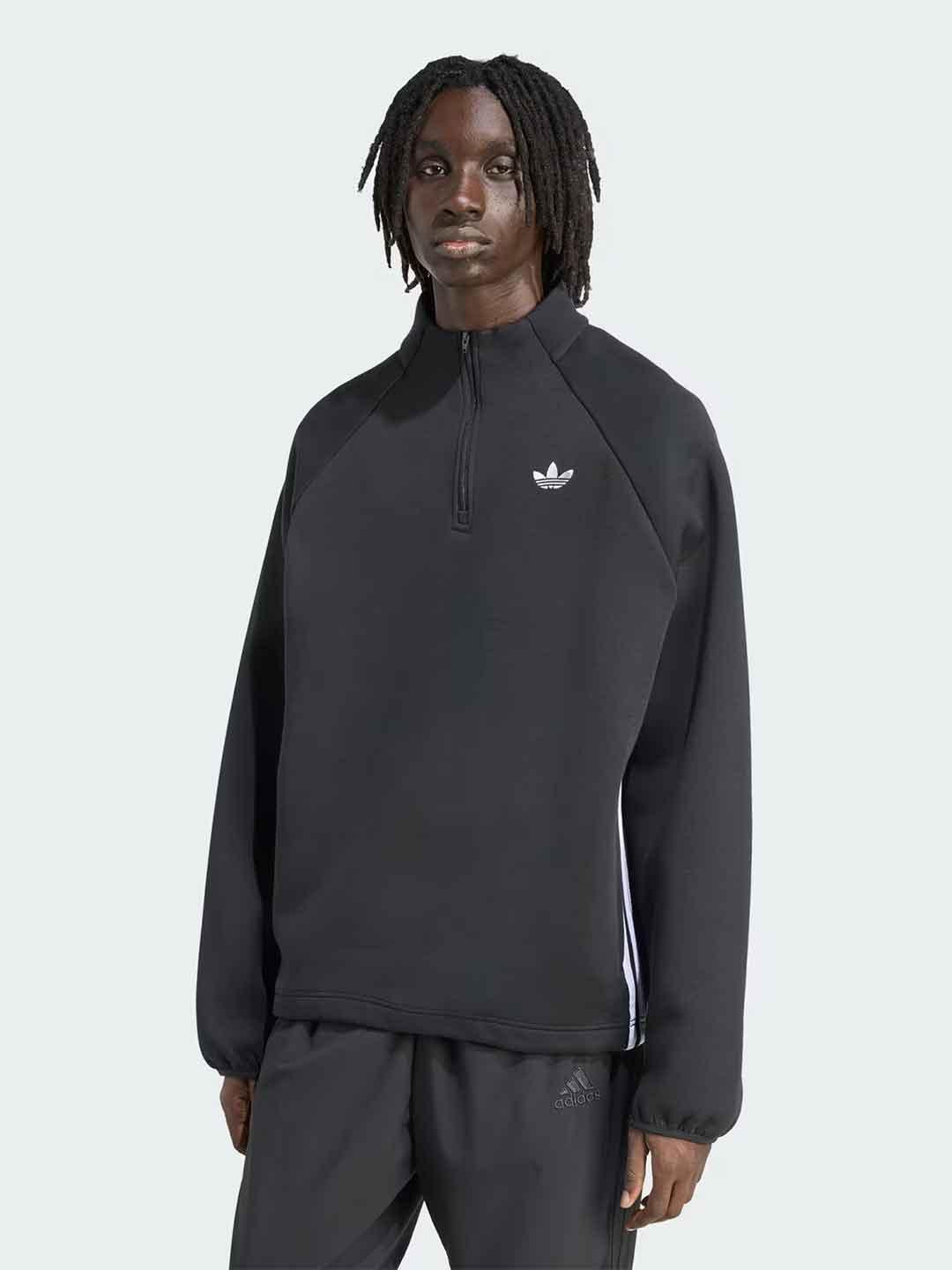 Adidas Adicolor felpa nero con zip JW5958 NERO ADIDAS 