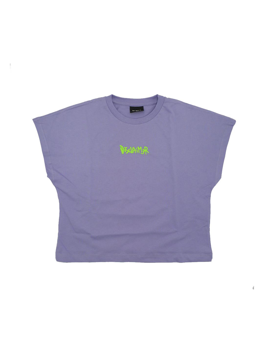 Disclaimer t-shirt kids lilla con scritta fluo 58083 LILLA DISCLAIMER 