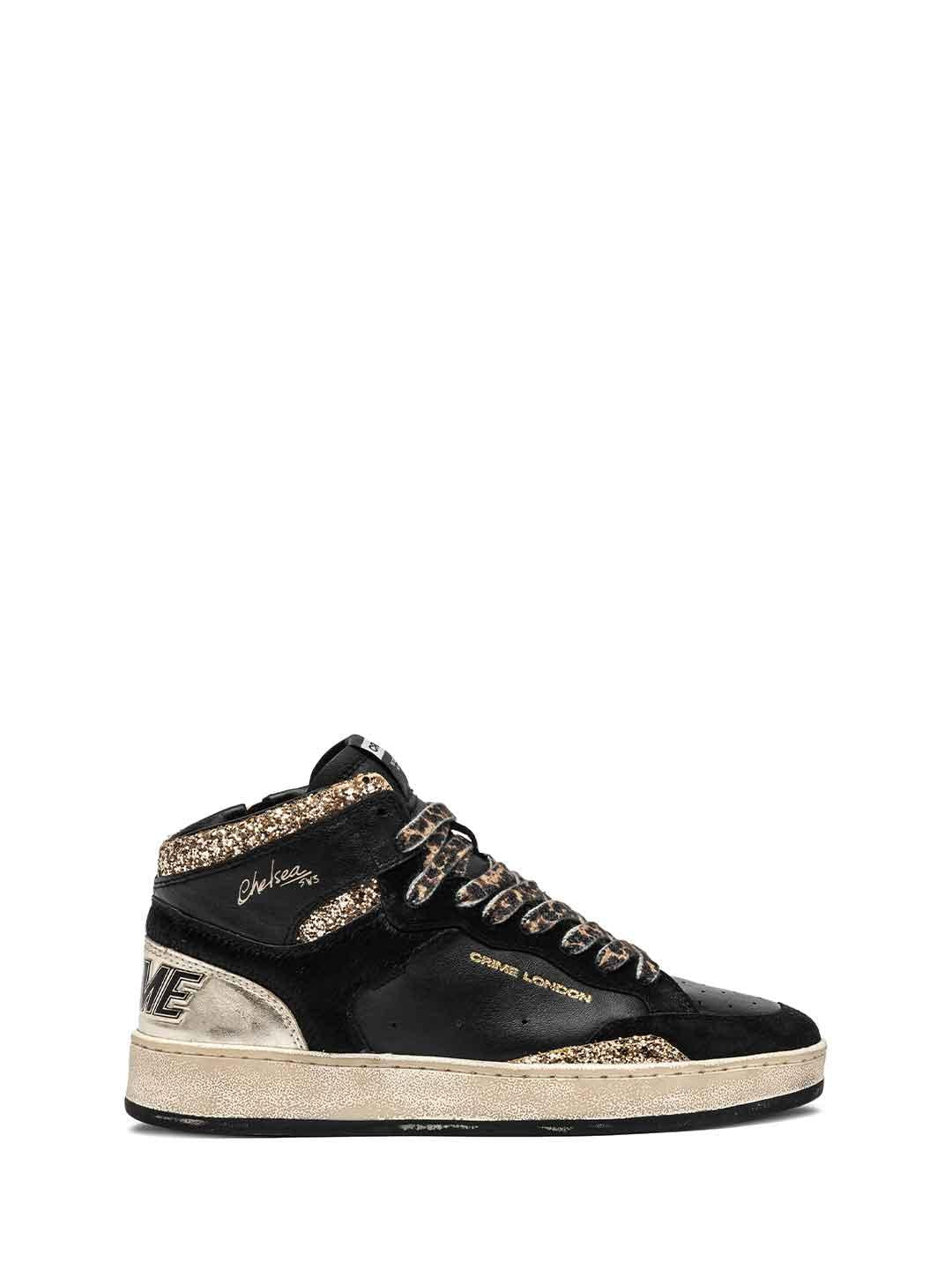 Crime Chelsea High sneakers nero con lacci maculati 25231 NERO CRIME 