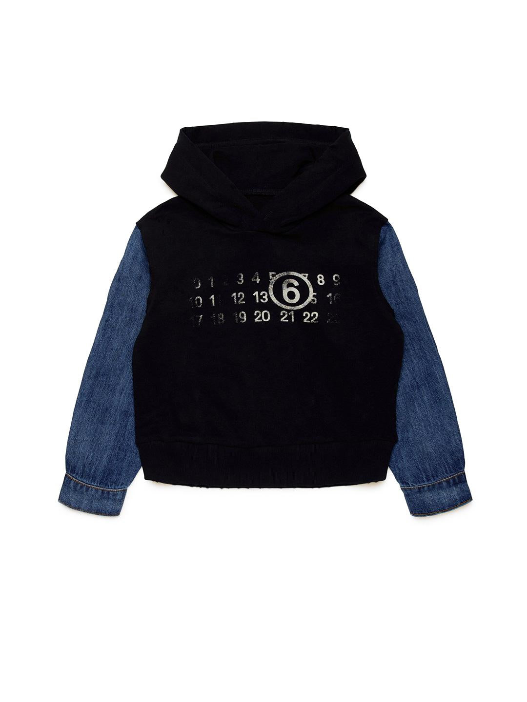 Maison Margiela felpa kids nero con cappuccio e maniche in jeans M60676 MM04E NERO MAISON MARGIELA 