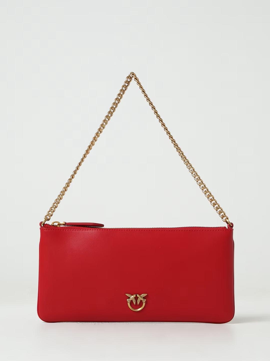 Pinko Horizontal Flat borsa rosso con logo oro 102747 A0F1 ROSSO PINKO 
