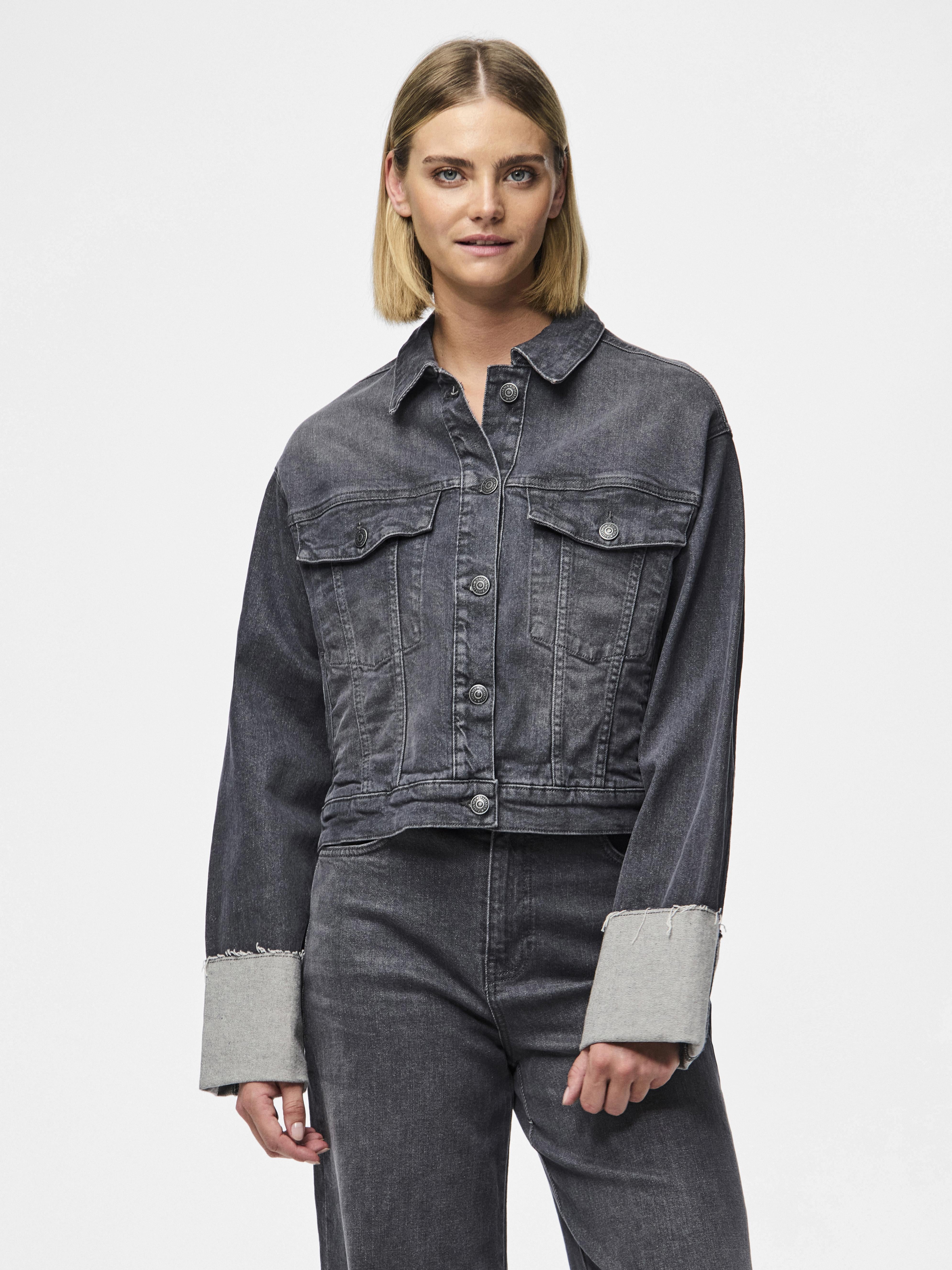 Pieces giubbino grigio in jeans 17154766 GRIGIO PIECES 