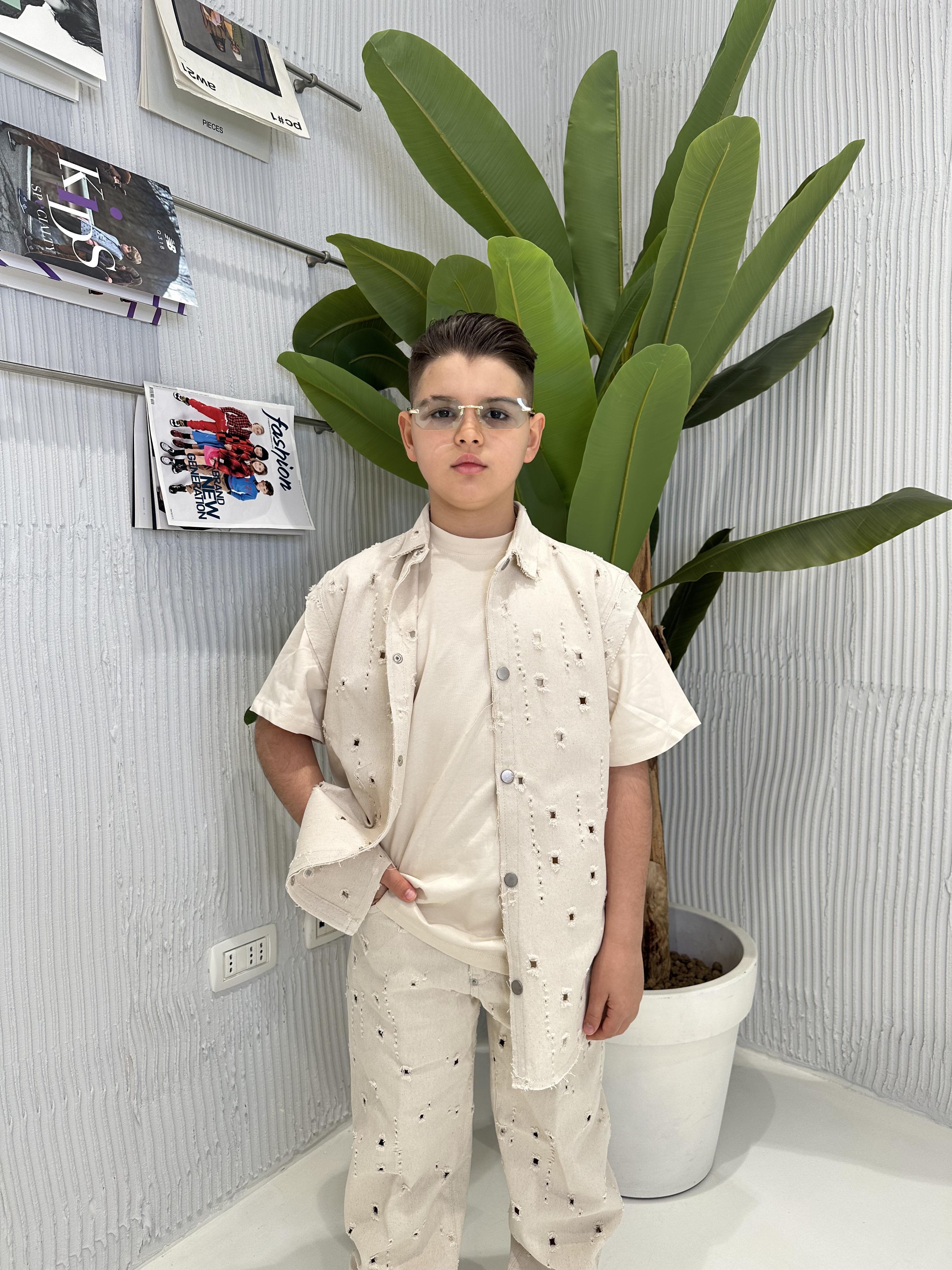 I'm Brian camicia kids smanicato traforato CA3316J BEIGE I'M BRIAN 