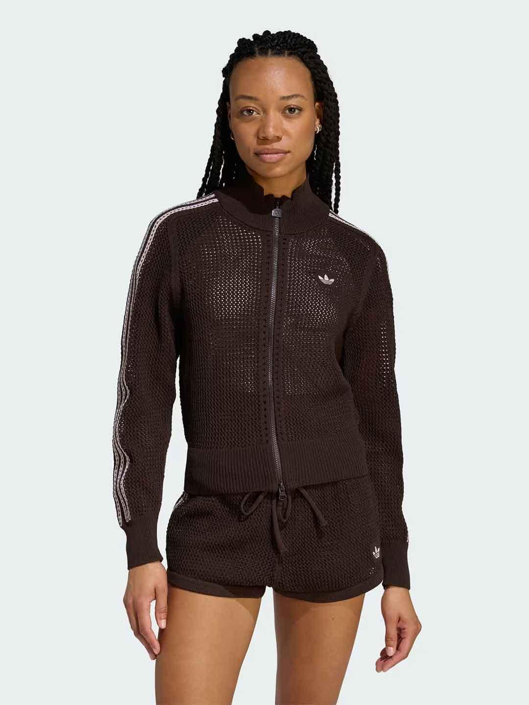 Adidas Firebird felpa marrone in crochet KE0202 MARRONE ADIDAS 