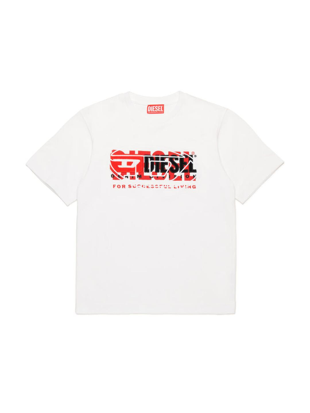 Diesel Tboxt Over t-shirt bianco logata J02251 00YI9 BIANCO DIESEL 