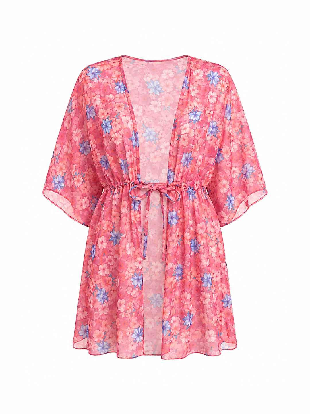 Island Coco kimono kids fucsia con fiori 3-14 anni ICJ85 FUCSIA ISLAND COCO 