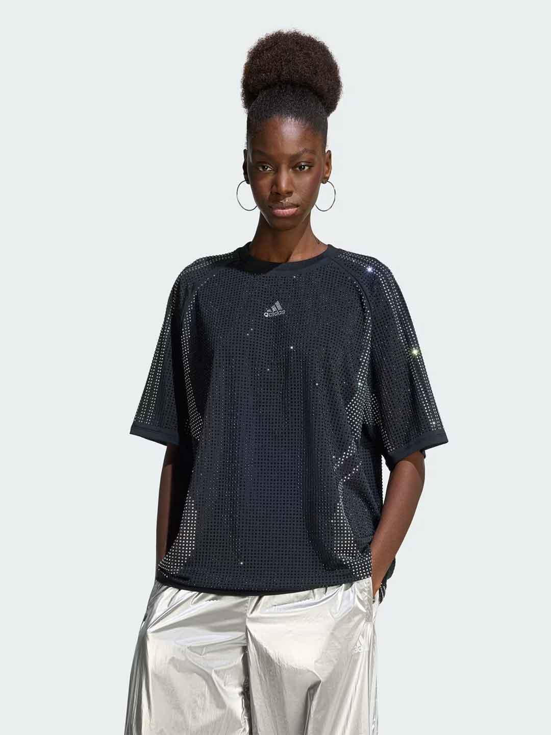 Adidas Rhinestones t-shirt nero con strass KD0499 NERO ADIDAS 