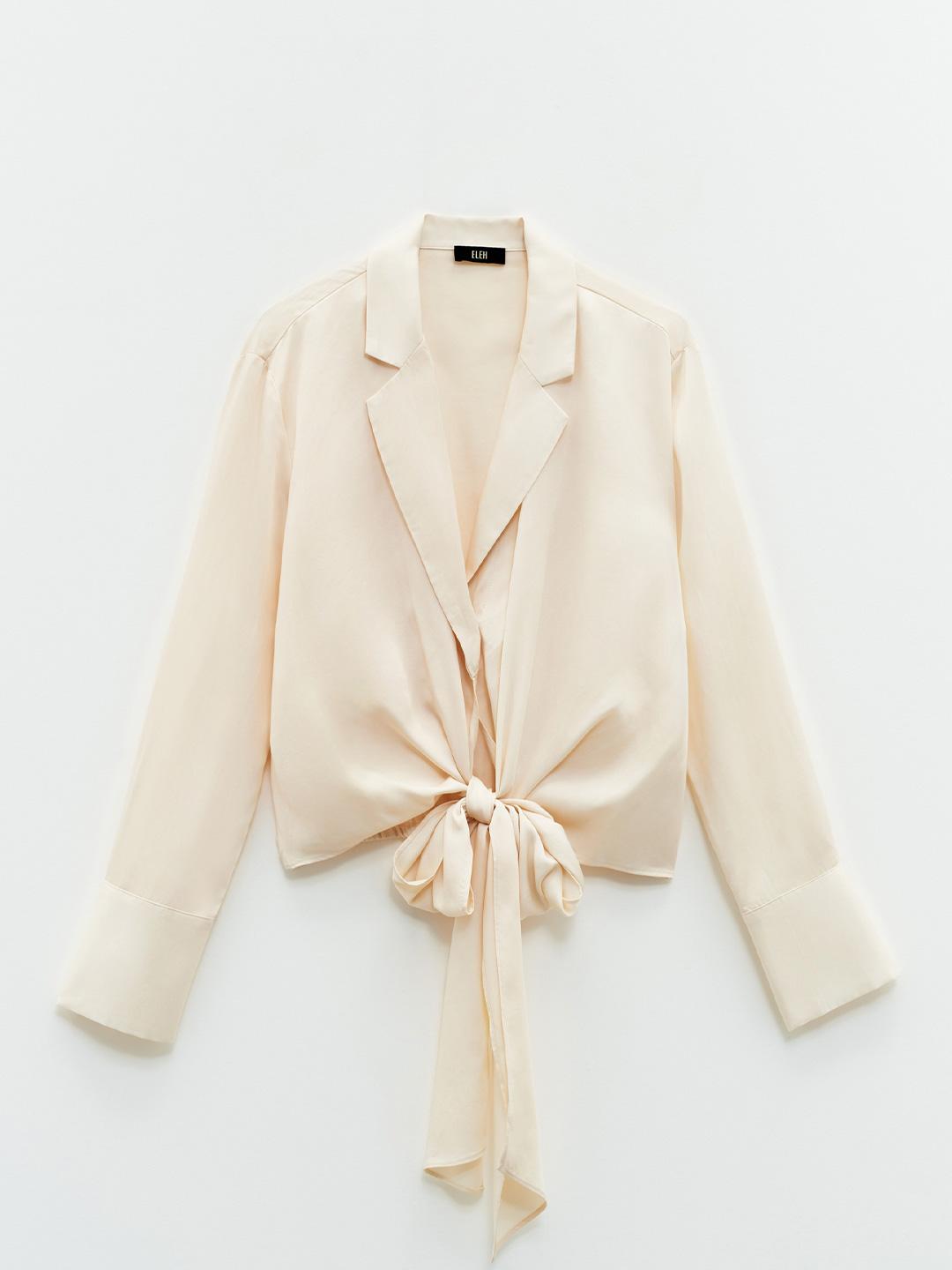 Eleh camicia panna crop con nodino 0138 PANNA ELEH 