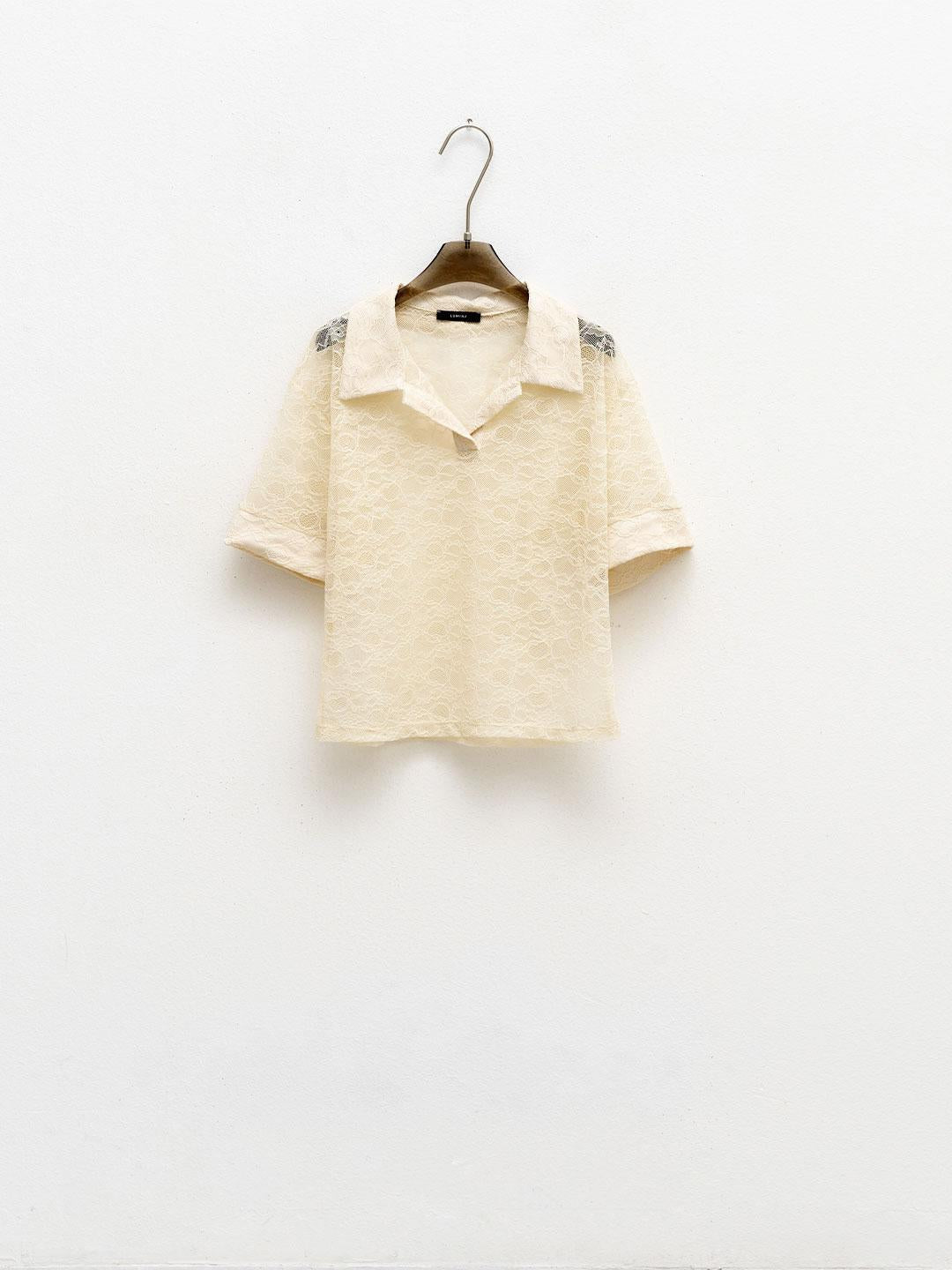 Lumina t-shirt beige in pizzo L9217 BEIGE LUMINA 