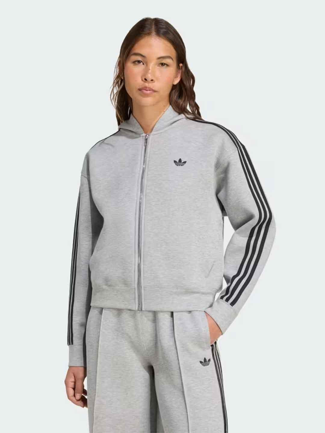 Adidas Adicolor felpa grigio con cappuccio JY2620 GRIGIO ADIDAS 