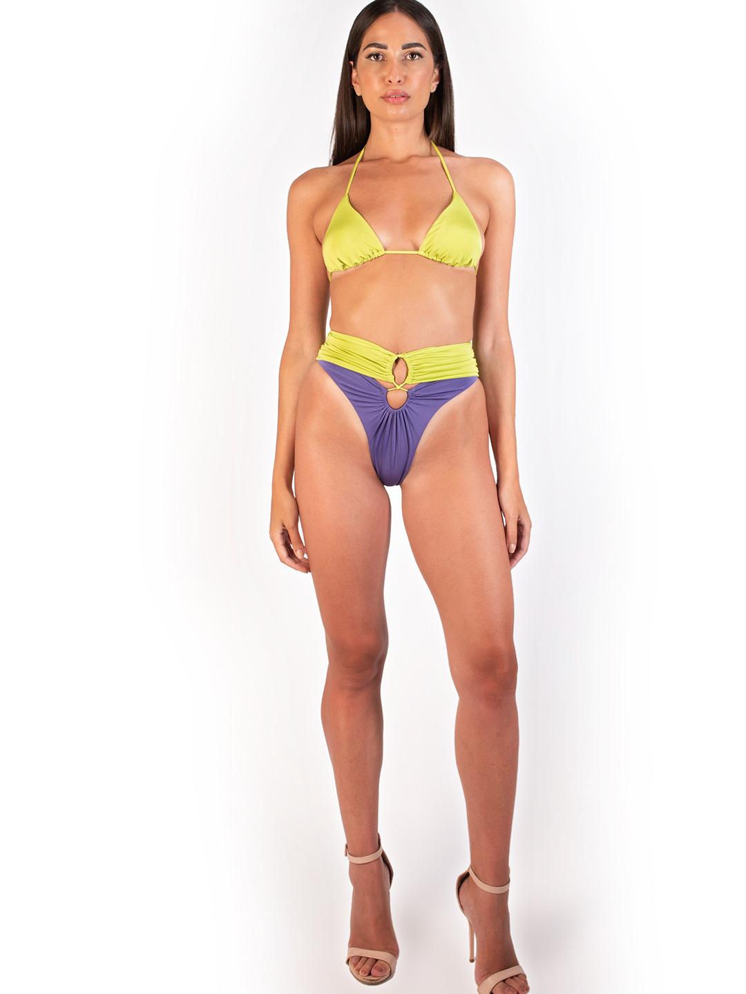 District Margherita Mazzei costume slip coulotte verde e viola 3TB26 VERDE DISTRICT MARGHERITA MAZZEI 