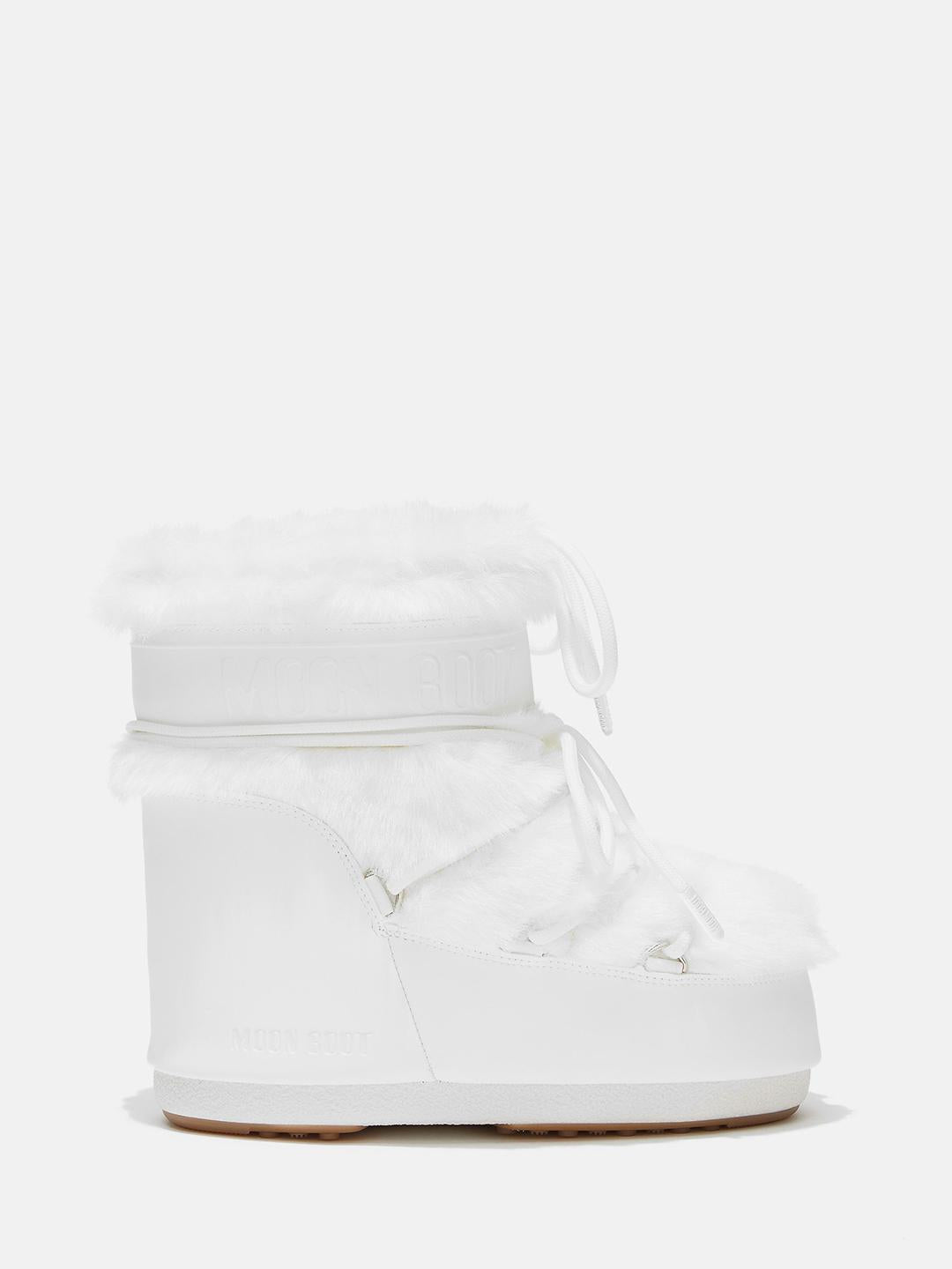 Moon Boot Icon Low stivale bianco basso con pelliccia 1409390 BIANCO MOON BOOT 