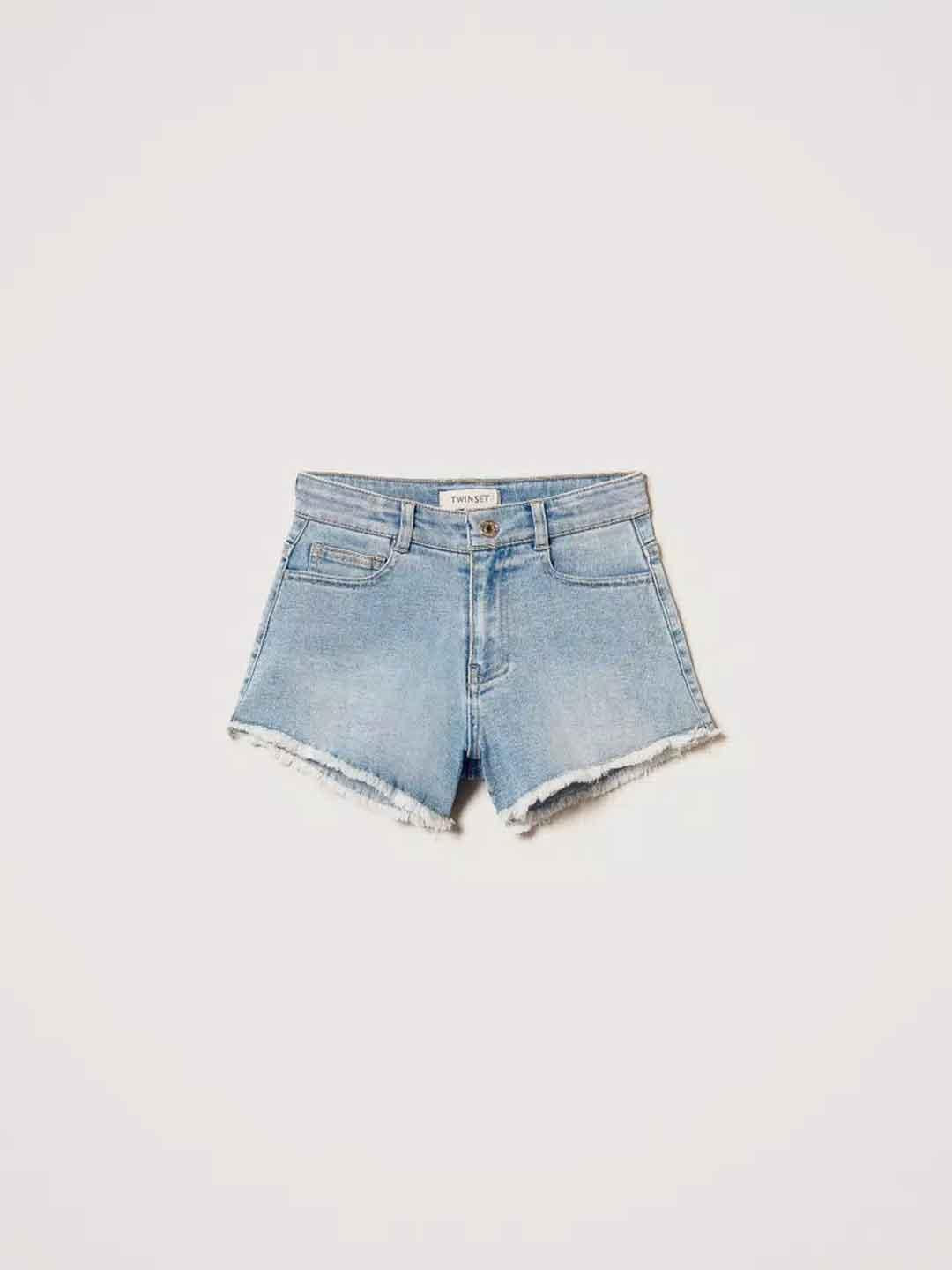 Twinset shorts kids in denim con orlo sfrangiato 2521 DENIM TWINSET 