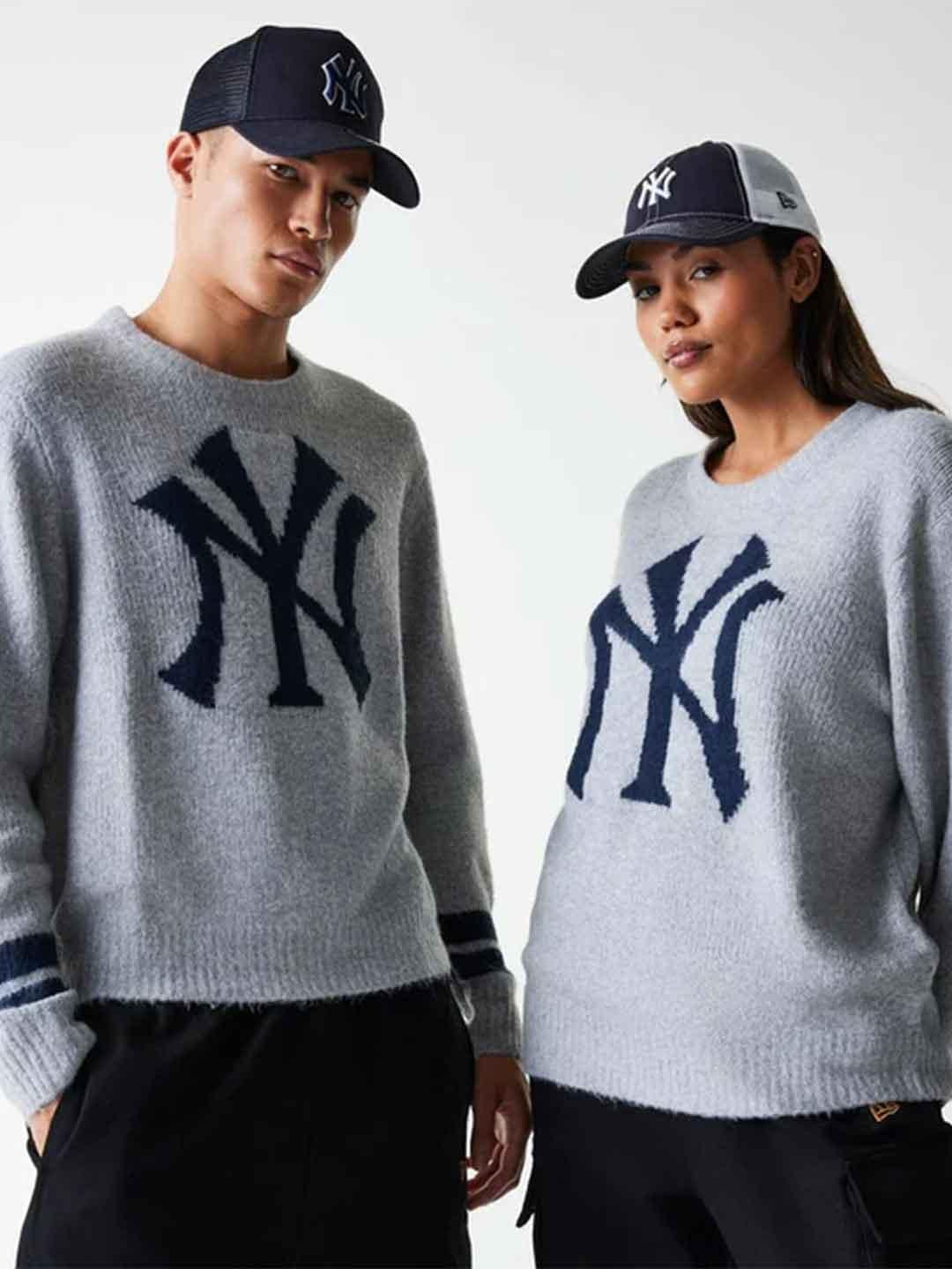 New Era maglione grigio NY con logo blu 60684321 GRIGIO NEW ERA 