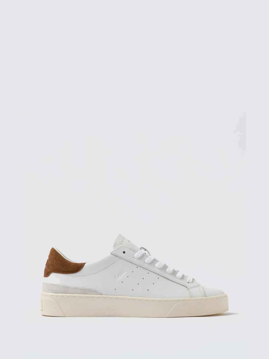 D.AT.E. Sonica Calf sneakers bianco con tab cuoio SONICA CALF BIANCO DATE 