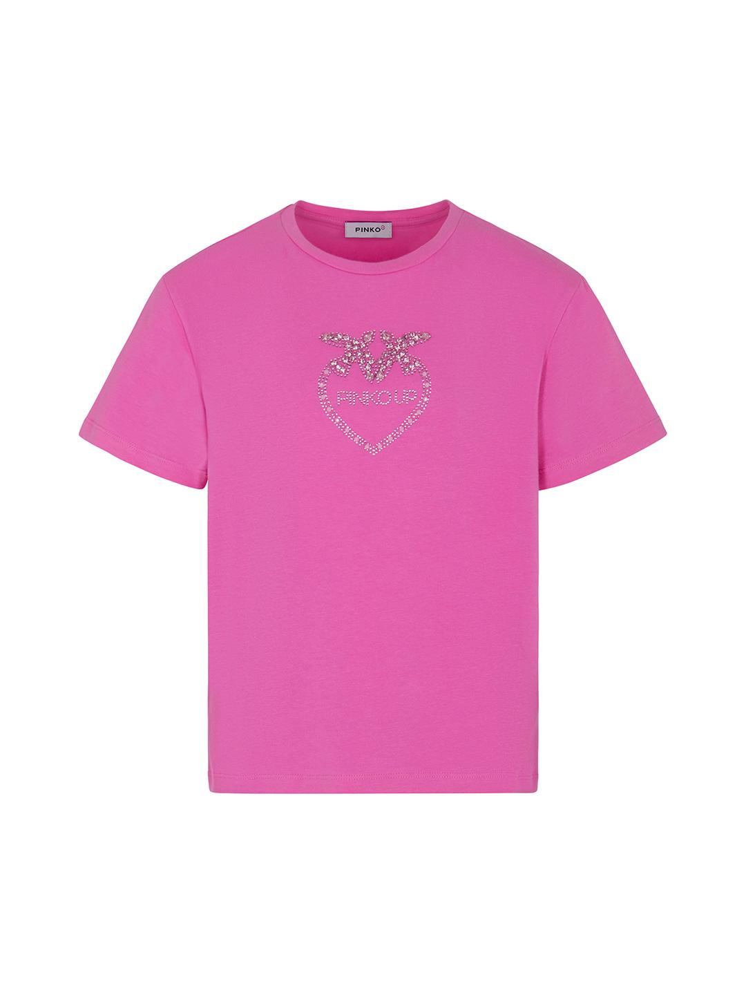 Pinko t-shirt kids fucsia con logo in strass S4PIJGTH056 FUCSIA PINKO 
