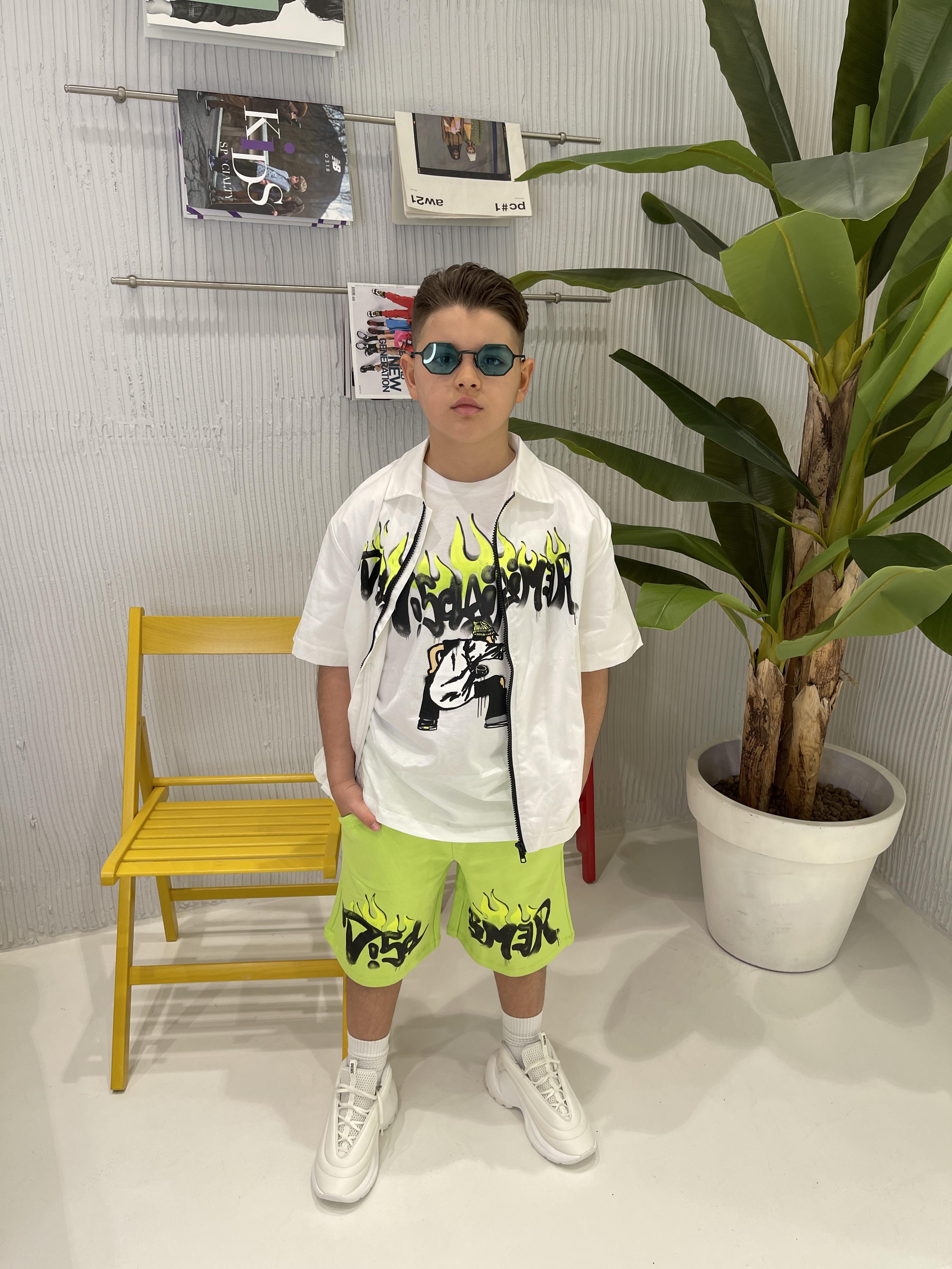 Disclaimer camicia kids bianco con zip 58426 BIANCO DISCLAIMER 