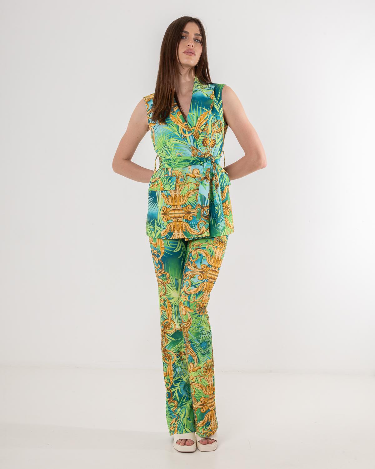 S#it pantaloni verde a fantasia floreale SH24030 FANTASIA S#IT 
