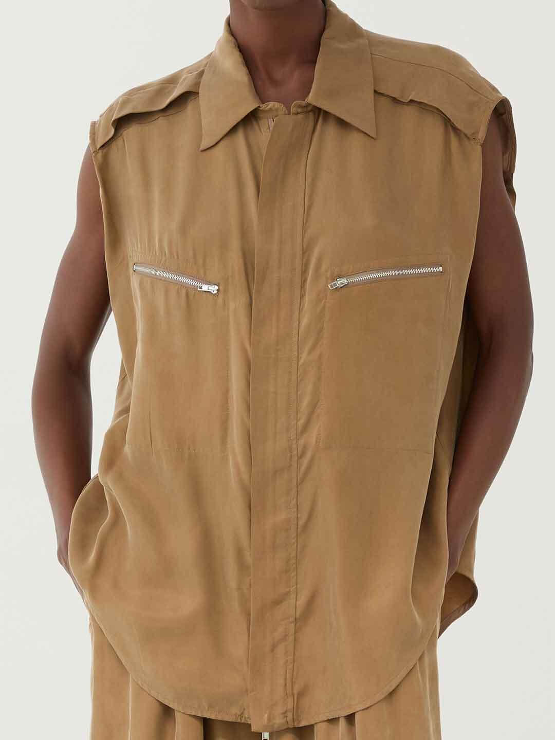 Eleh gilet beige con zip SS260108 BEIGE ELEH 