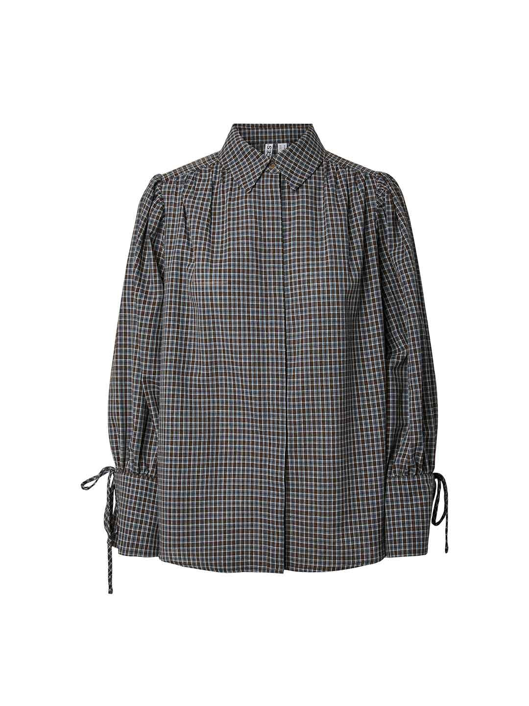 Pieces camicia blu a quadri 17170298 BLU PIECES 