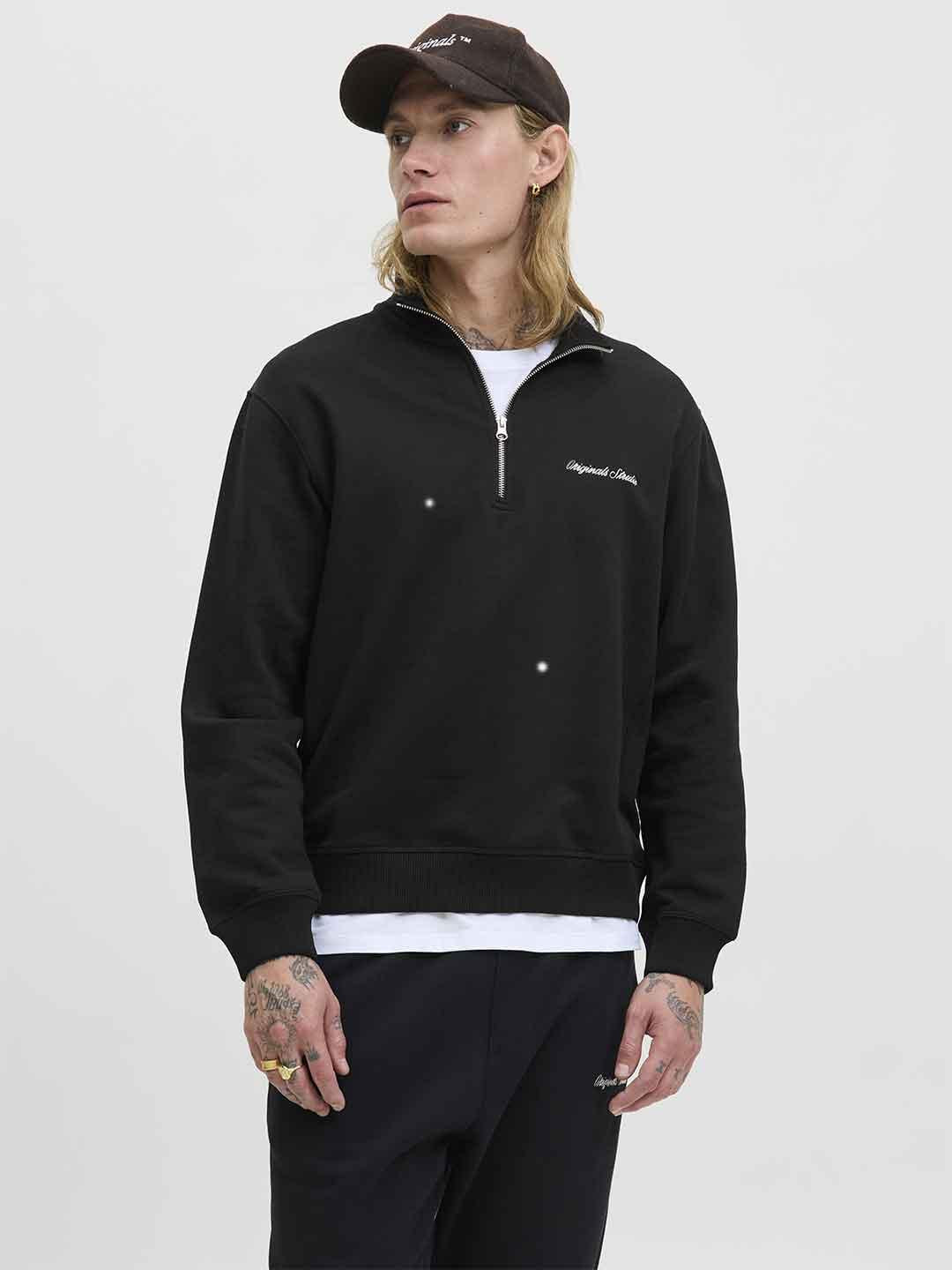 Jack & Jones felpa nero in pile con zip 12282899 NERO JACK & JONES 