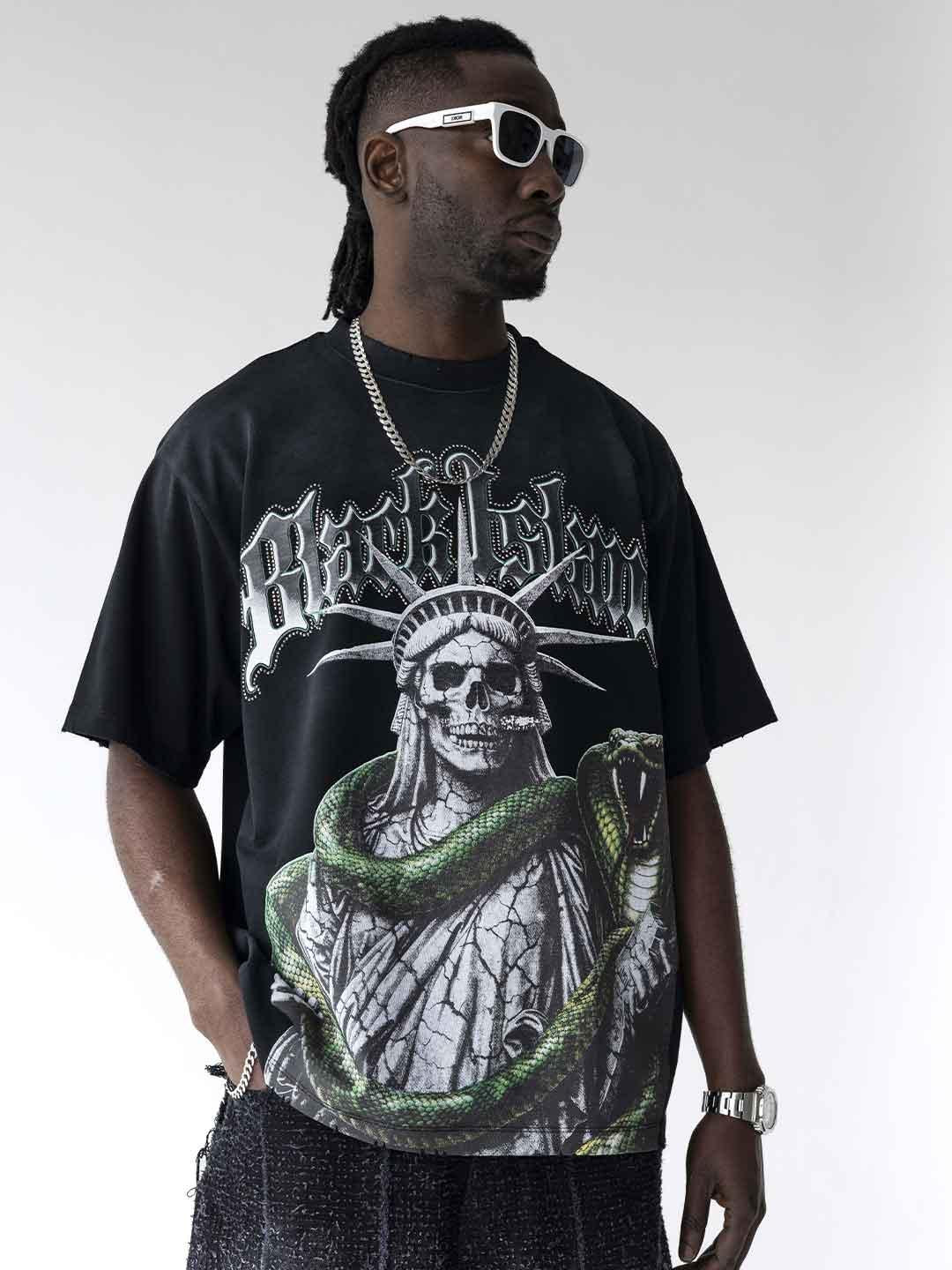 Black Island t-shirt nero con serpente ADA2032 NERO BLACK ISLAND 