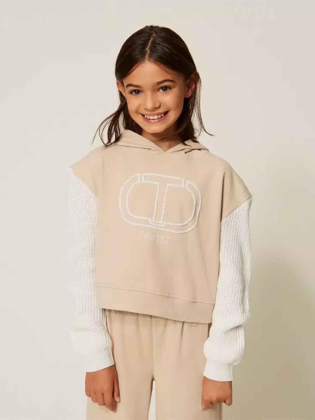 Twinset felpa kids beige con cappuccio 252GJ206A BEIGE TWINSET 