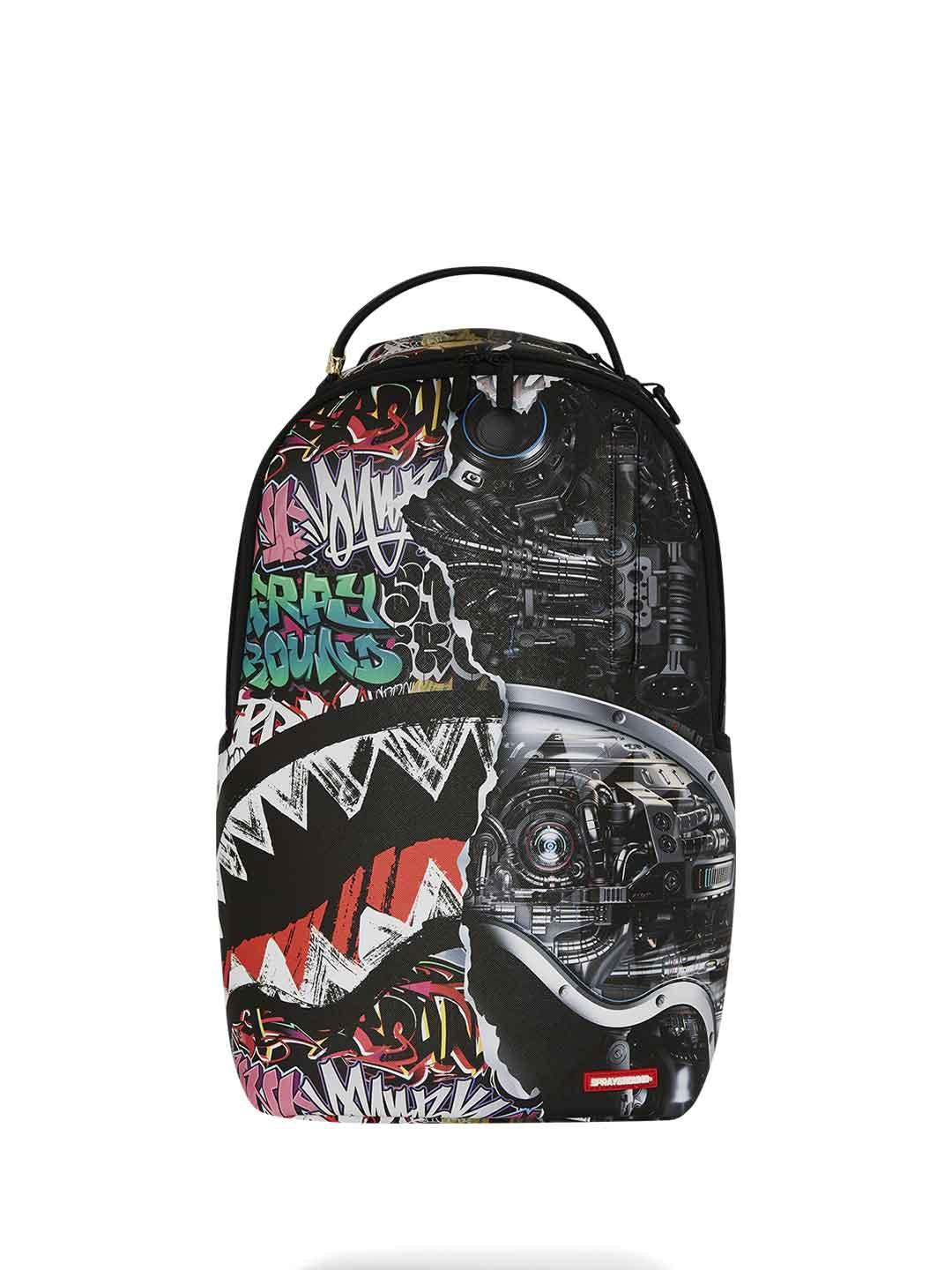 Sprayground Split Cybershark DLXSV zaino nero con graffiti 910B7126NSZ NERO SPRAYGROUND 