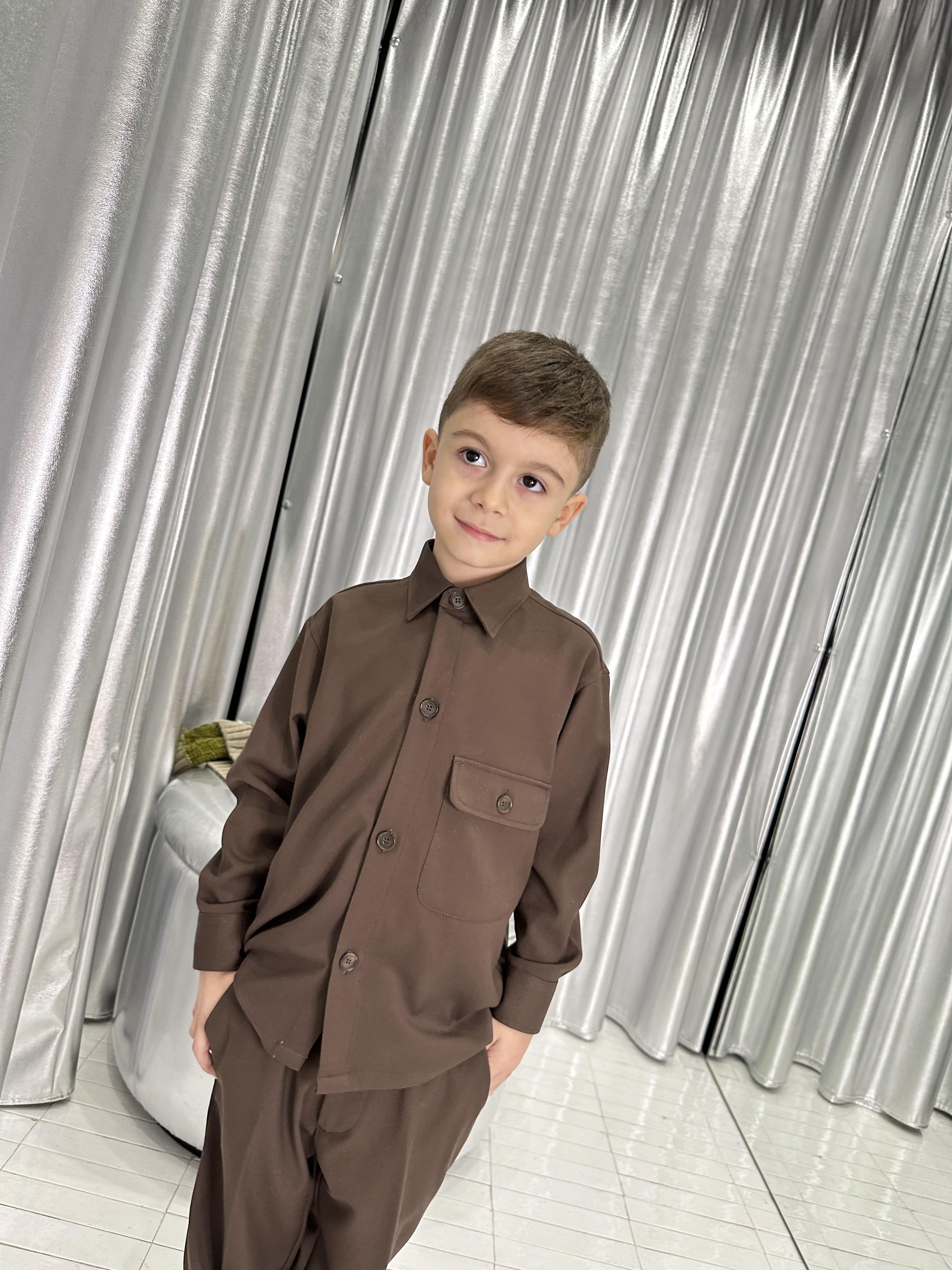 I'm Brian camicia kids marrone con taschino CA3102 MARRONE I'M BRIAN 