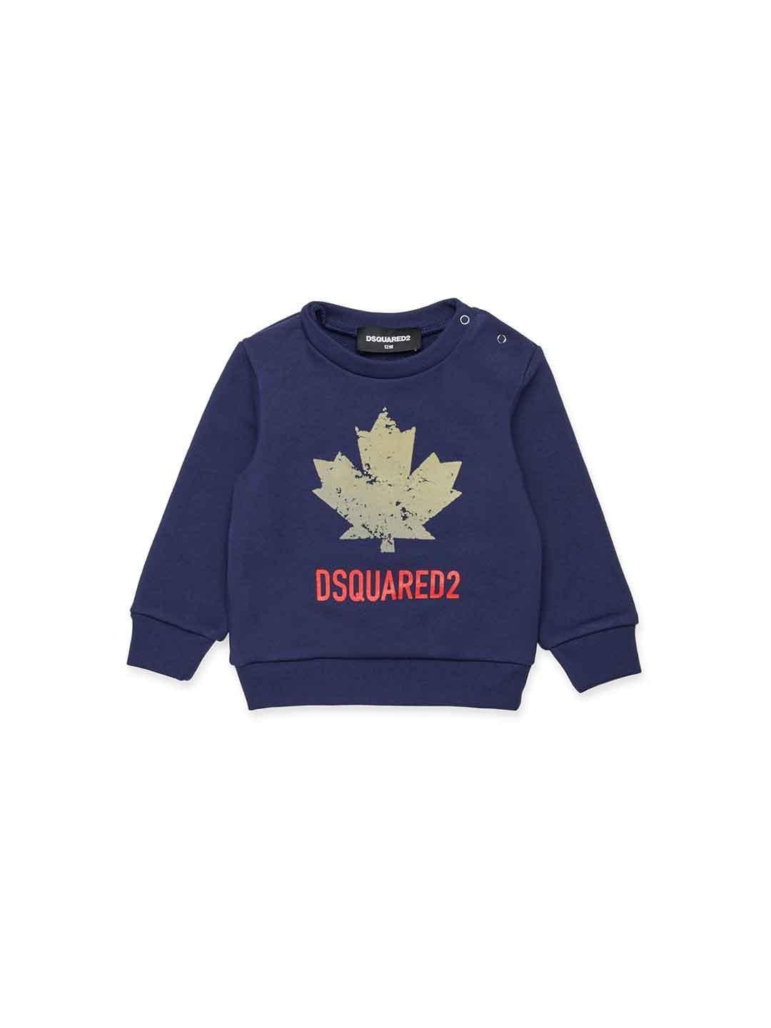 Dsquared 2 felpa kids blu con logo giallo DQ3096 D00ZF BLU DSQUARED 2 