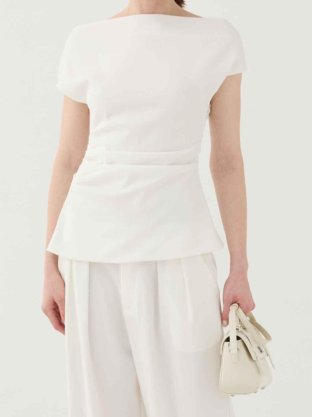 Eleh top bianco con pieghe sui lati SS260083 BIANCO ELEH 