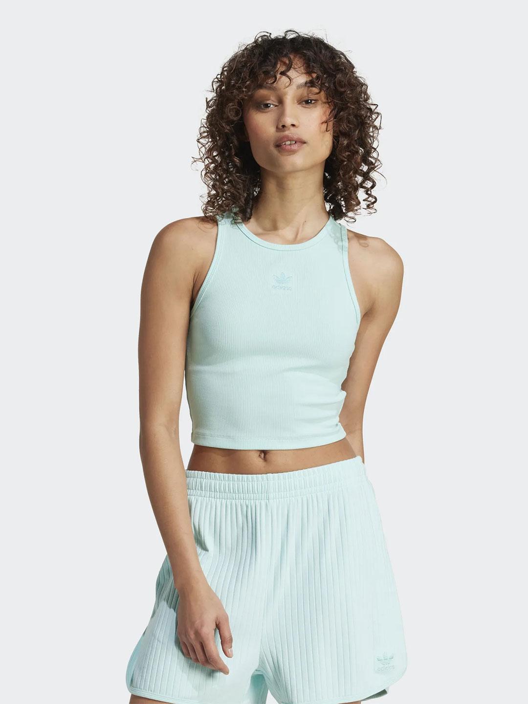 Adidas canotta verde acqua a coste crop JC9008 VERDE ACQUA ADIDAS 