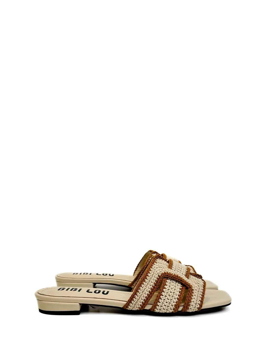 Bibi Lou Holly Flat sandali beige in crochet 760Z87VK BEIGE BIBI LOU 