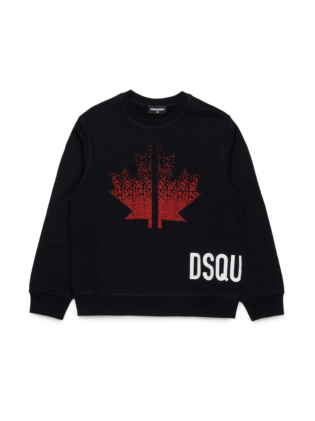 Dsquared 2 felpa kids nero girocollo con logo rosso DQ2538 D0094 NERO DSQUARED 2 