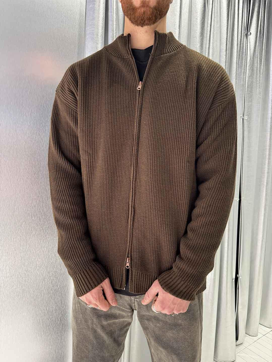 All Or Nothing maglione marrone con zip FULLZIP MARRONE ALL OR NOTHING 