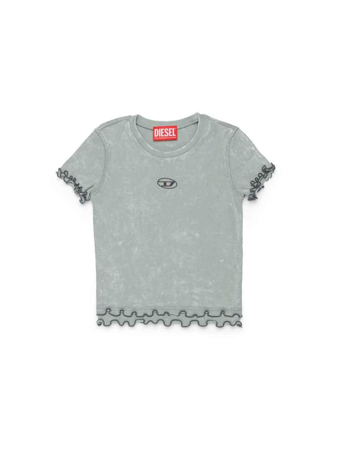 Diesel Tailia t-shirt grigio con orlo arricciato J02579 KYA0E GRIGIO DIESEL 