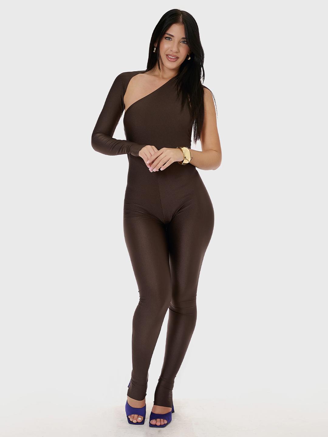 Island Coco Nemesi Jumpsuit tuta marrone monospalla AB-IC22 MARRONE ISLAND COCO 